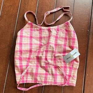 NWT DKNY Pink and Cream Checkered Halter Top